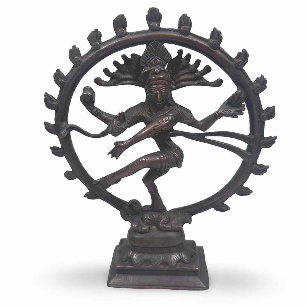 Vintage Lord Shiva Nataraja Statue Bronze Finish Hindu Cosmic Dancer Metal